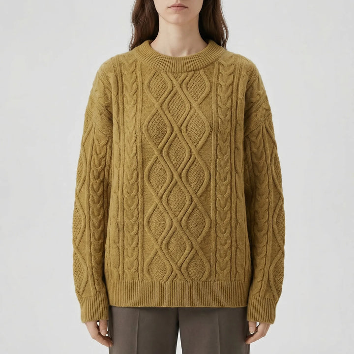 Cablova - Oversized Cable Knit Crewneck Pullover