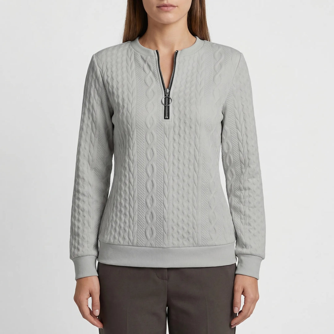 Cablvara - Cable Knit Quarter-Zip Pullover