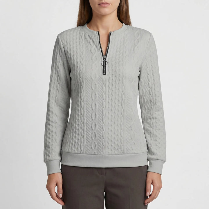 Cablvara - Cable Knit Quarter-Zip Pullover