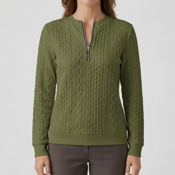 Cablvara - Cable Knit Quarter-Zip Pullover