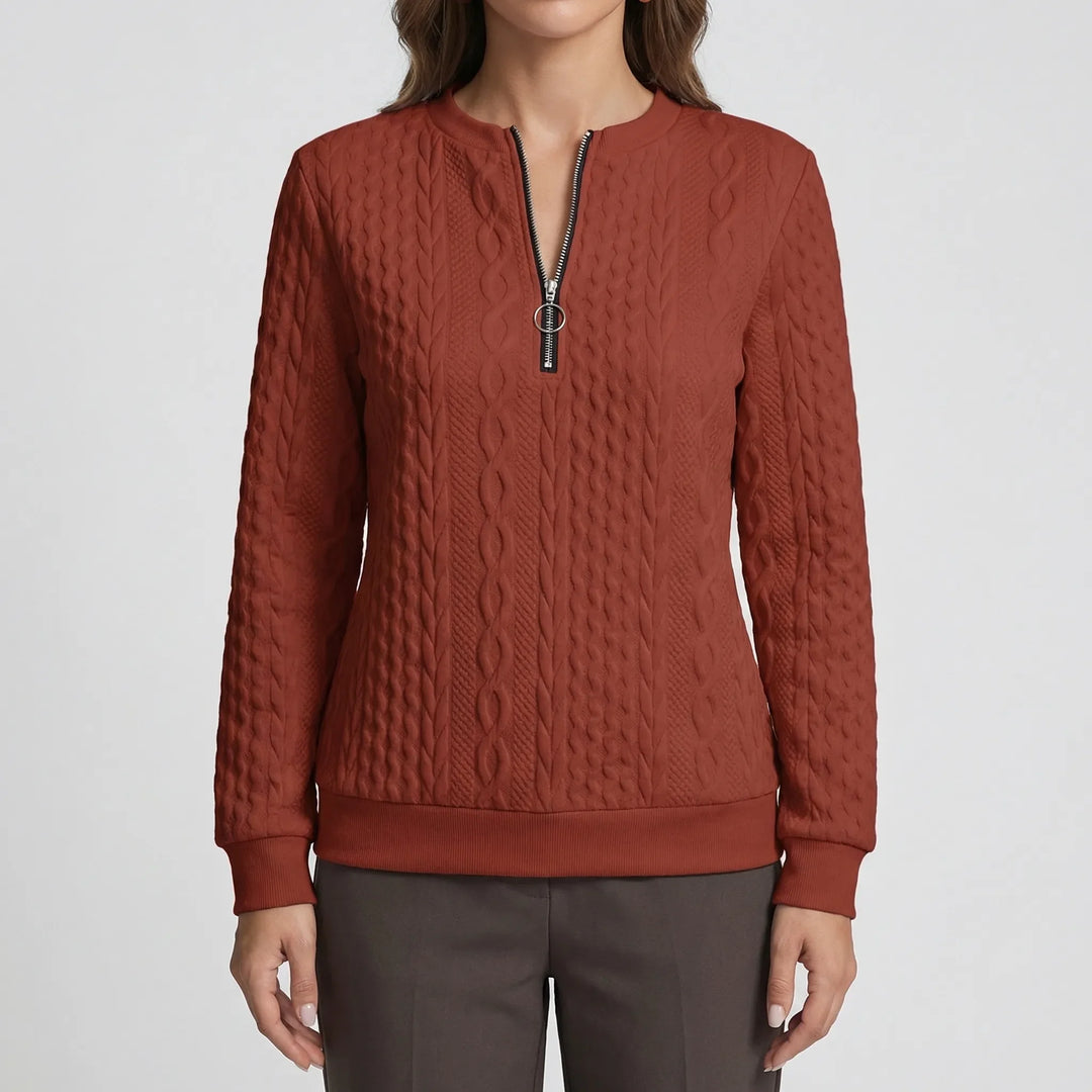 Cablvara - Cable Knit Quarter-Zip Pullover