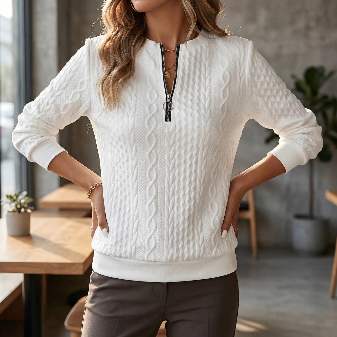 Cablvara - Cable Knit Quarter-Zip Pullover