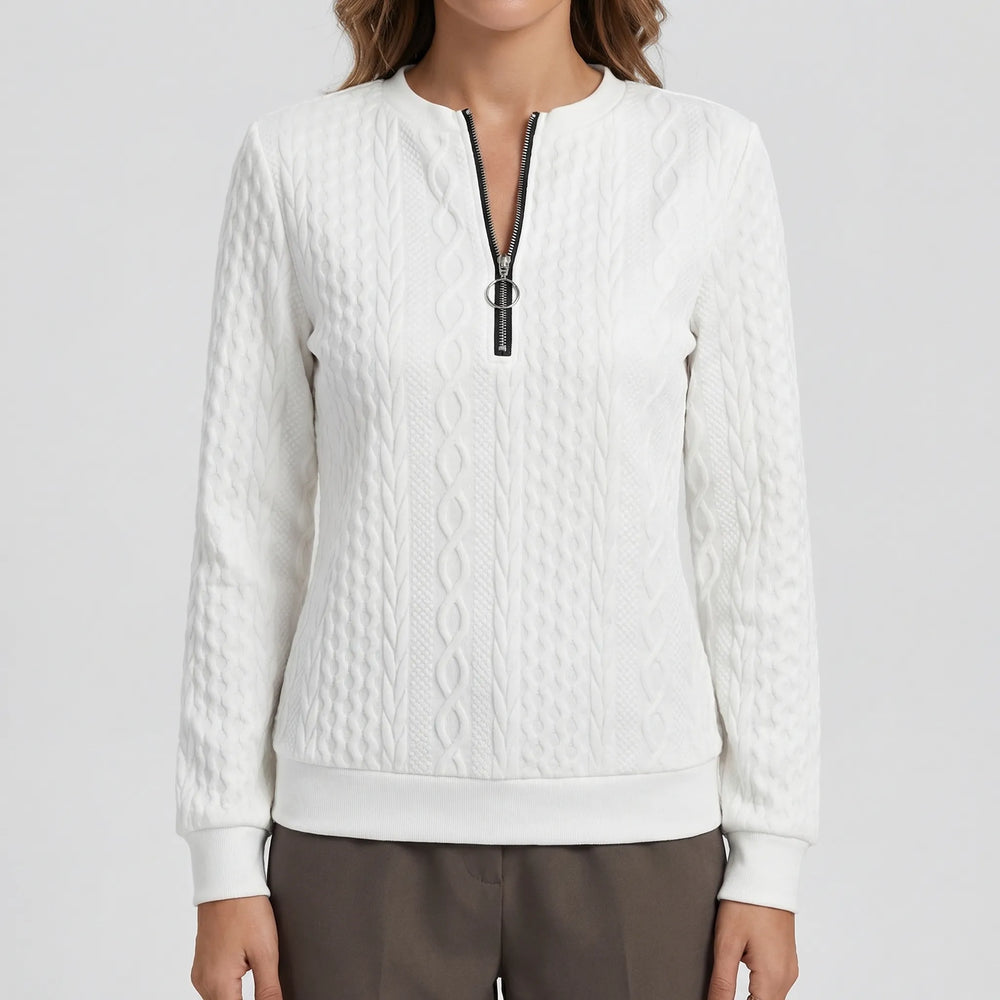 Cablvara - Cable Knit Quarter-Zip Pullover