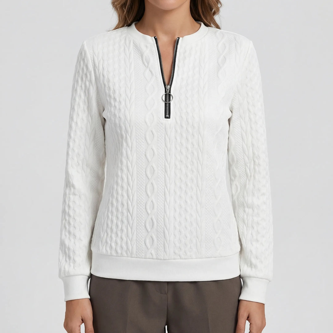 Cablvara - Cable Knit Quarter-Zip Pullover