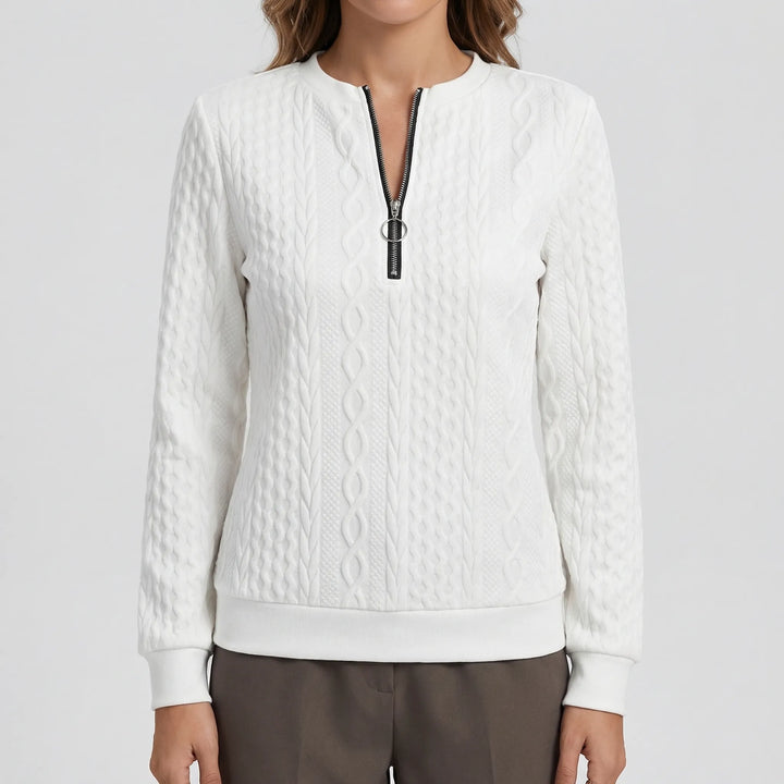 Cablvara - Cable Knit Quarter-Zip Pullover