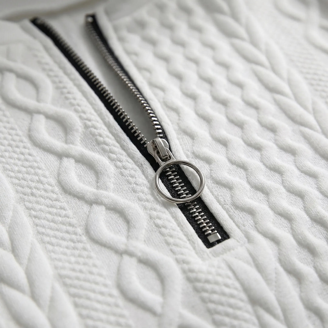 Cablvara - Cable Knit Quarter-Zip Pullover
