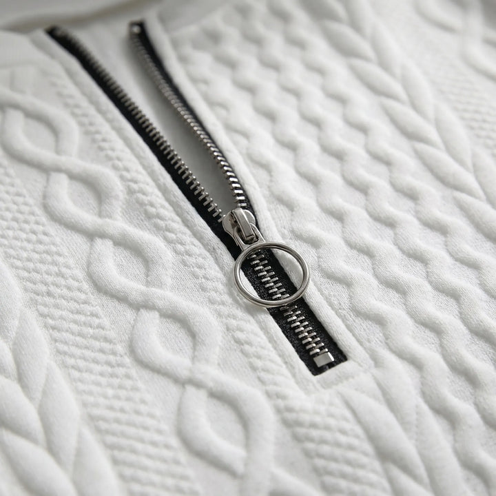 Cablvara - Cable Knit Quarter-Zip Pullover