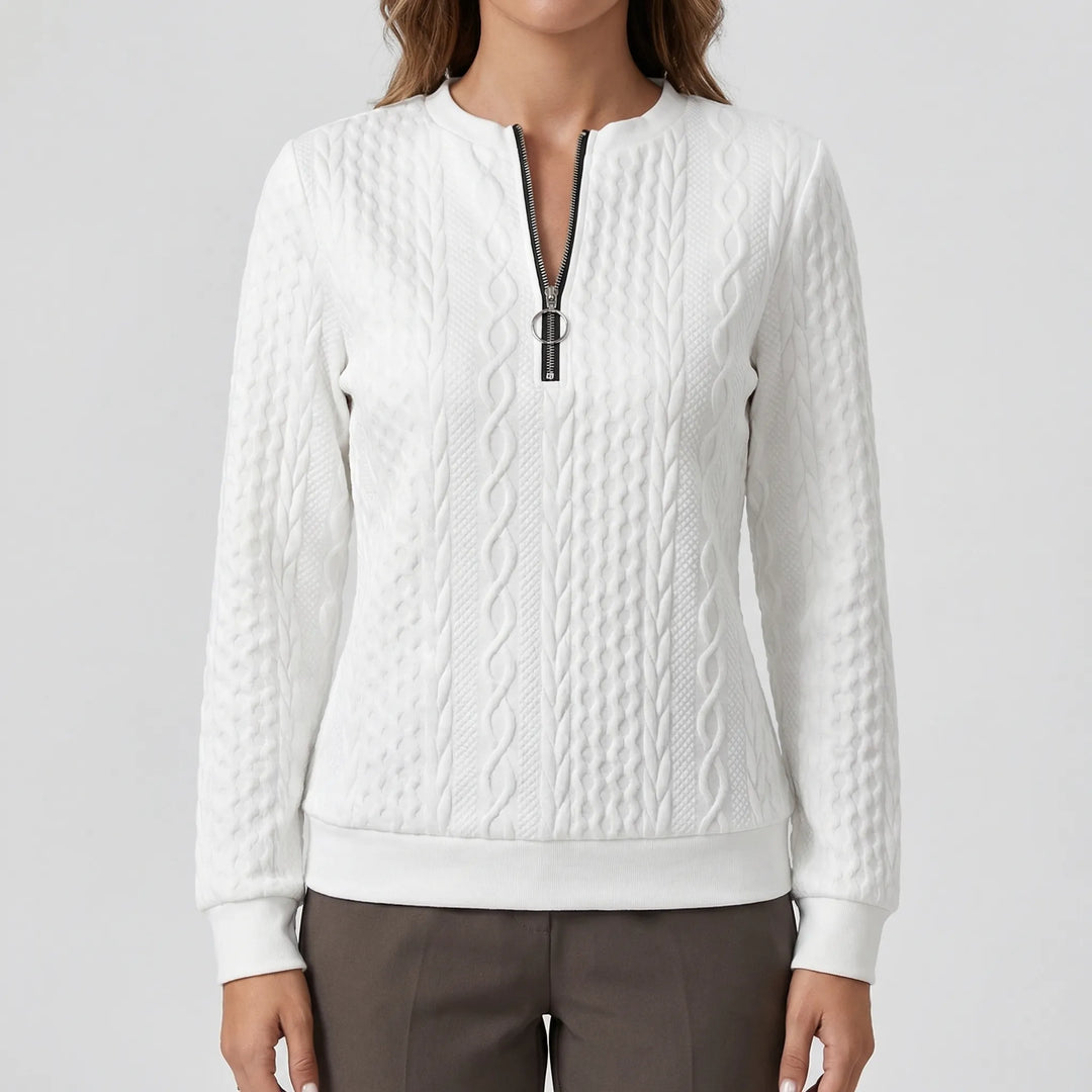 Cablvara - Cable Knit Quarter-Zip Pullover