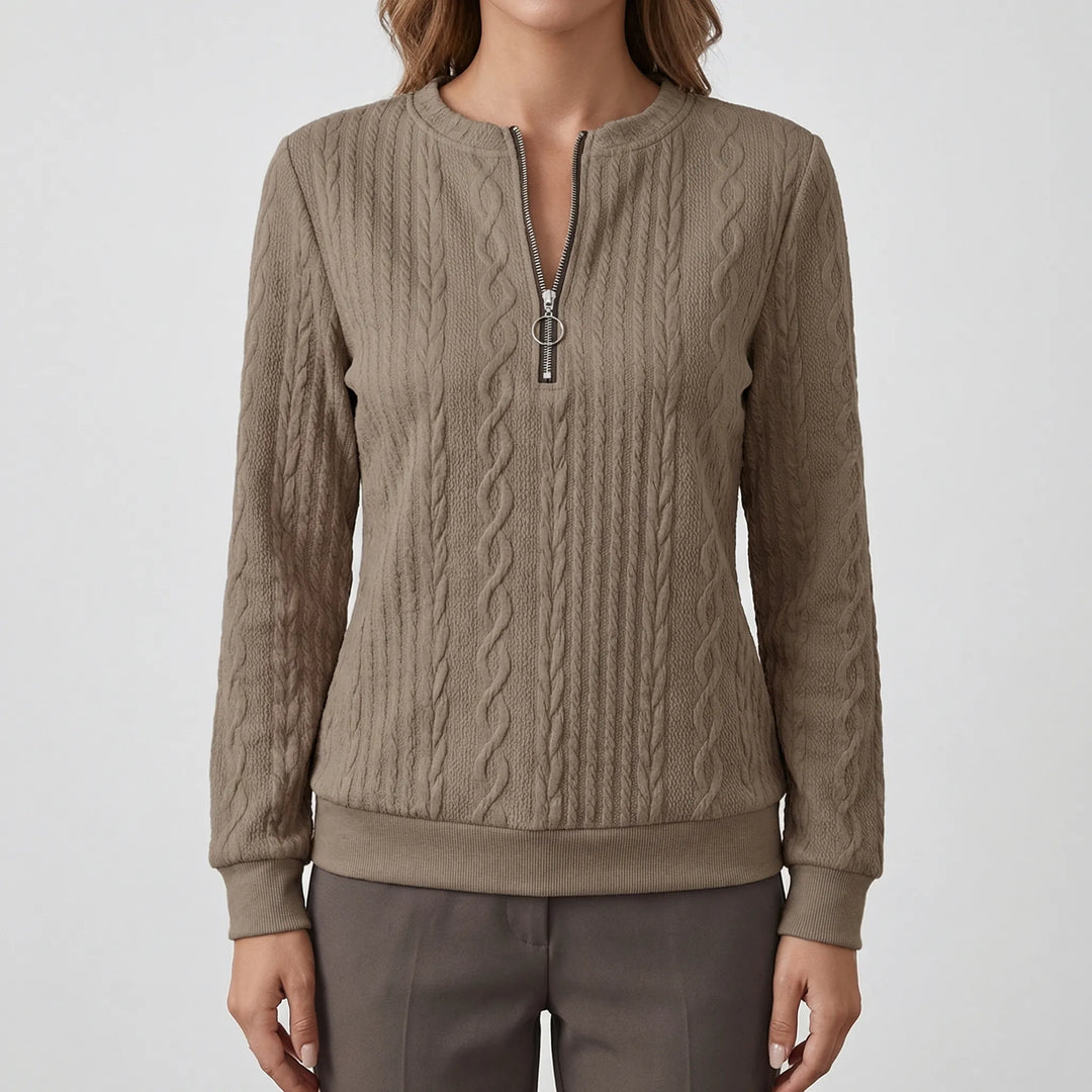 Cablvara - Cable Knit Quarter-Zip Pullover
