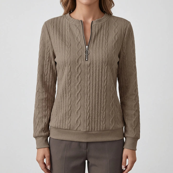 Cablvara - Cable Knit Quarter-Zip Pullover