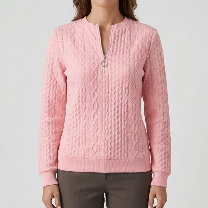 Cablvara - Cable Knit Quarter-Zip Pullover