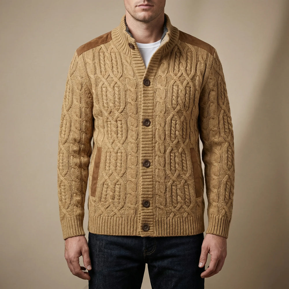 Cablvern - Fleece-Lined Cable-Knit Cardigan