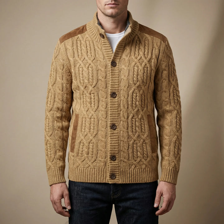 Cablvern - Fleece-Lined Cable-Knit Cardigan