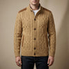 Fleece-fodrad Kabelstickad Cardigan