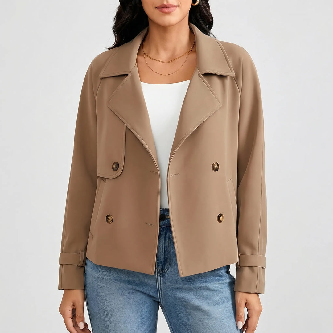 Velvona - Double-Breasted Cropped Blazer Jacket