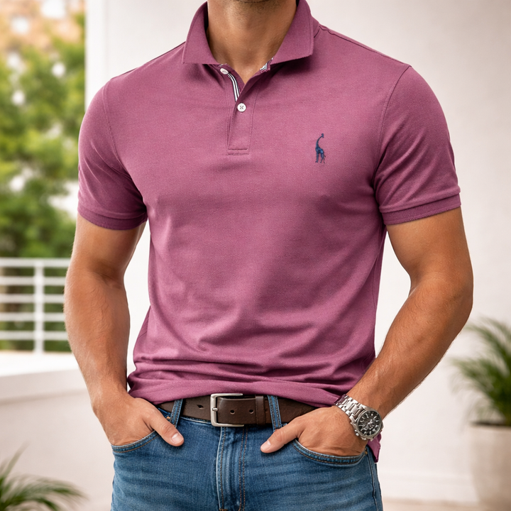 Luxe Cotton Polo för män med hjortbrodyr