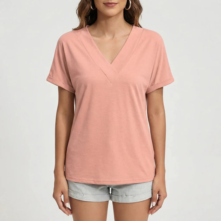 Casuvee - V-Neck Short Sleeve Casual Tee