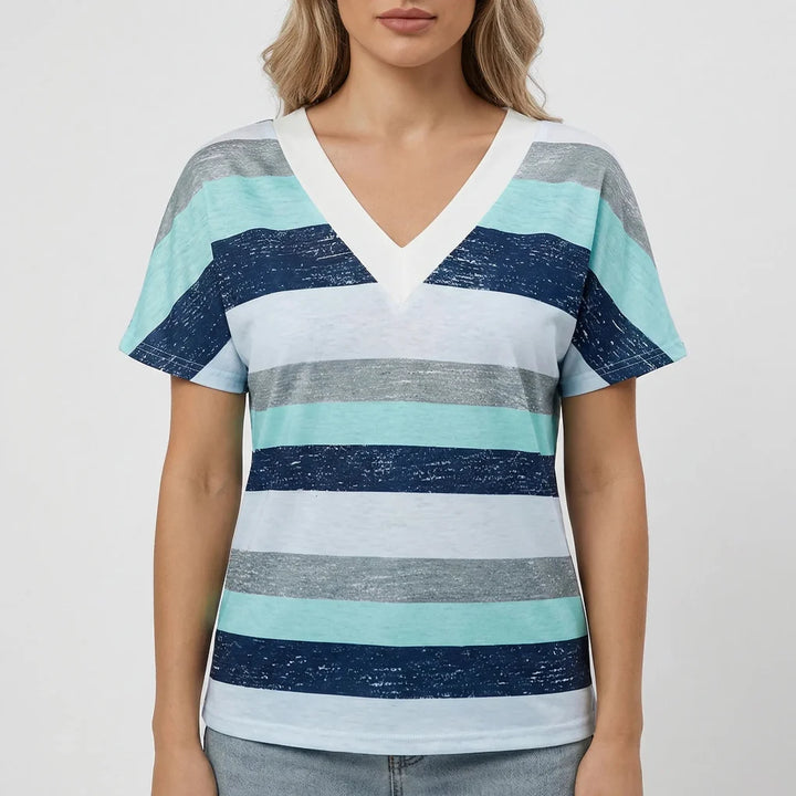Casuvee - V-Neck Short Sleeve Casual Tee