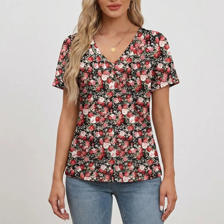 Casuvee - V-Neck Short Sleeve Casual Tee