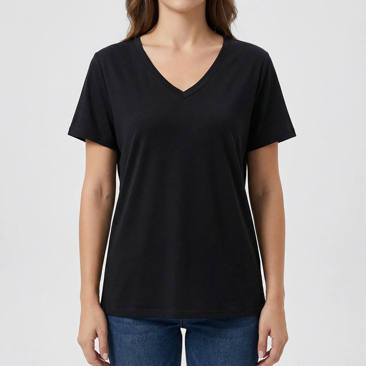 Casuvee - V-Neck Short Sleeve Casual Tee