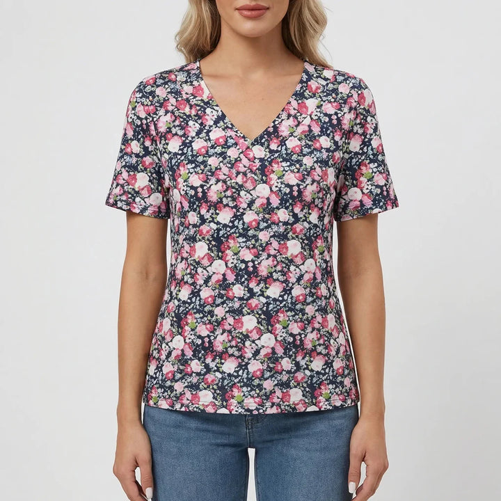 Casuvee - V-Neck Short Sleeve Casual Tee