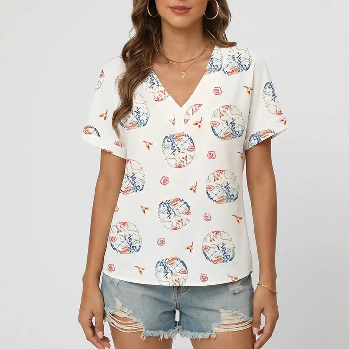 Casuvee - V-Neck Short Sleeve Casual Tee