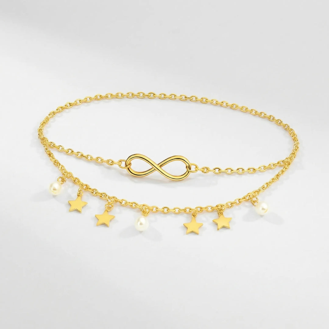 Celestara - Layered Double-Chain Charm Anklet