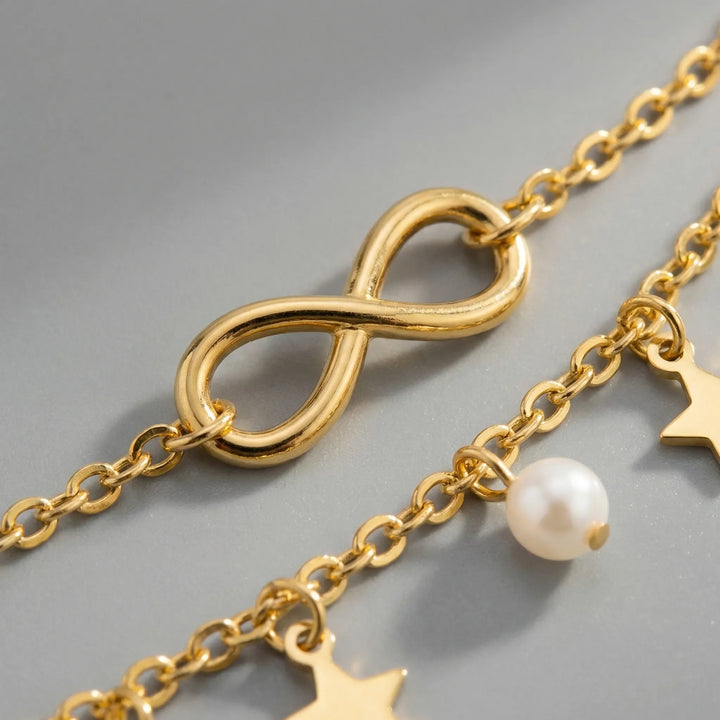 Celestara - Layered Double-Chain Charm Anklet