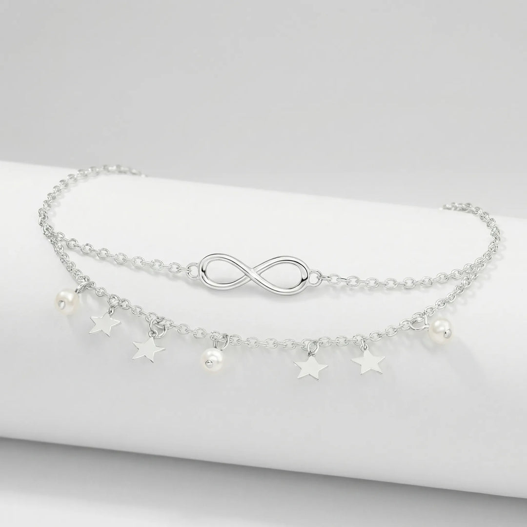 Celestara - Layered Double-Chain Charm Anklet