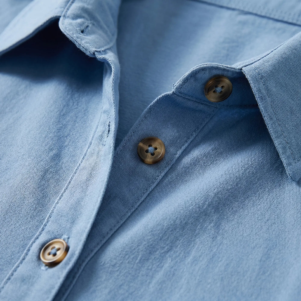 Chambray - Button-Down Tiered Midi Dress