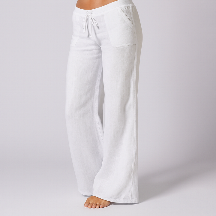 Linne Bland Löst Passform Casual Byxor för Kvinnor