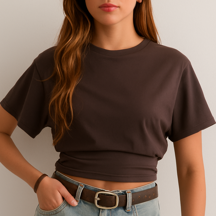 Klassisk Rund Hals Sommar T-Shirt för Kvinnor