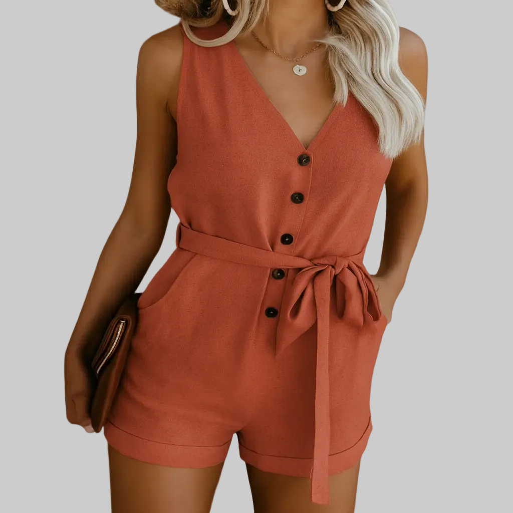 Lättvikts Kvinnors V-ringad Sommar Jumpsuit