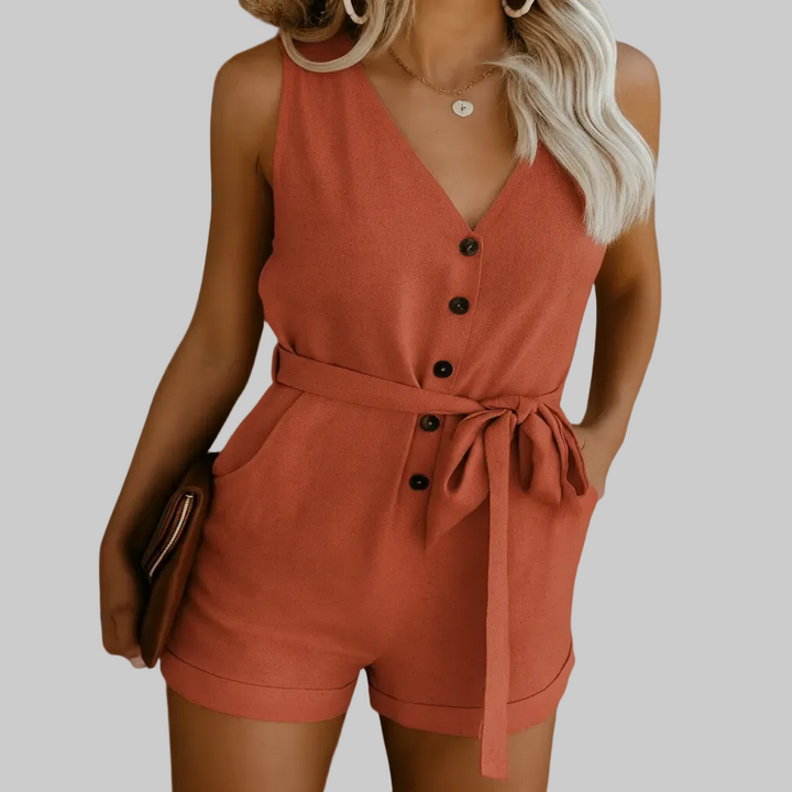 Lättvikts Kvinnors V-ringad Sommar Jumpsuit