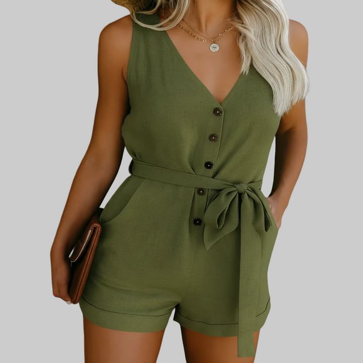 Lättvikts Kvinnors V-ringad Sommar Jumpsuit