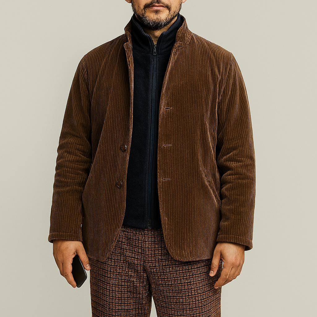 Retro Casual Enfärgad Jacka för Män