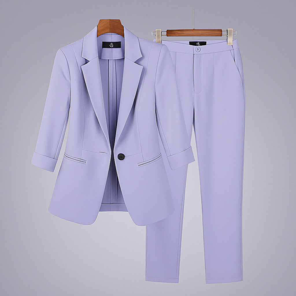 Kvinnors formella kostymset med blazer och byxor