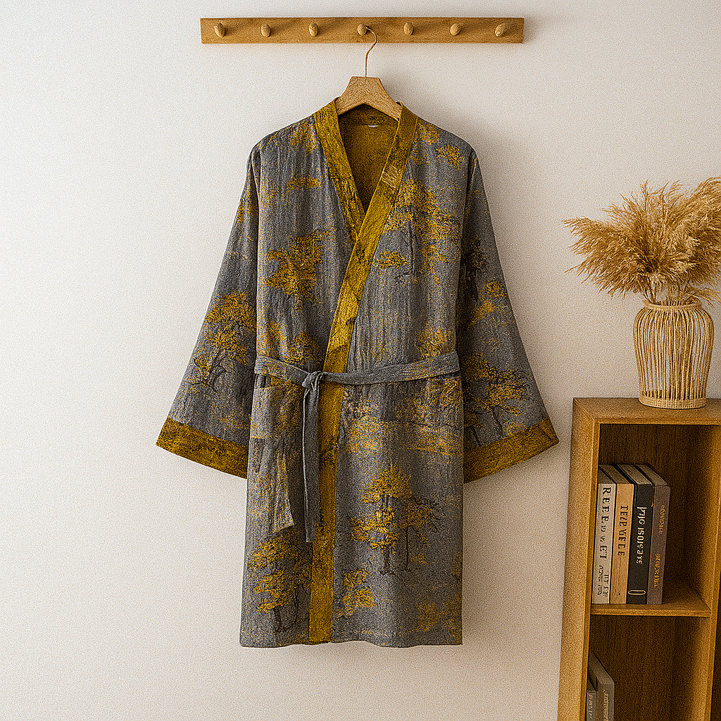 Lättviktig Mäns Bomull Kimono Morgonrock