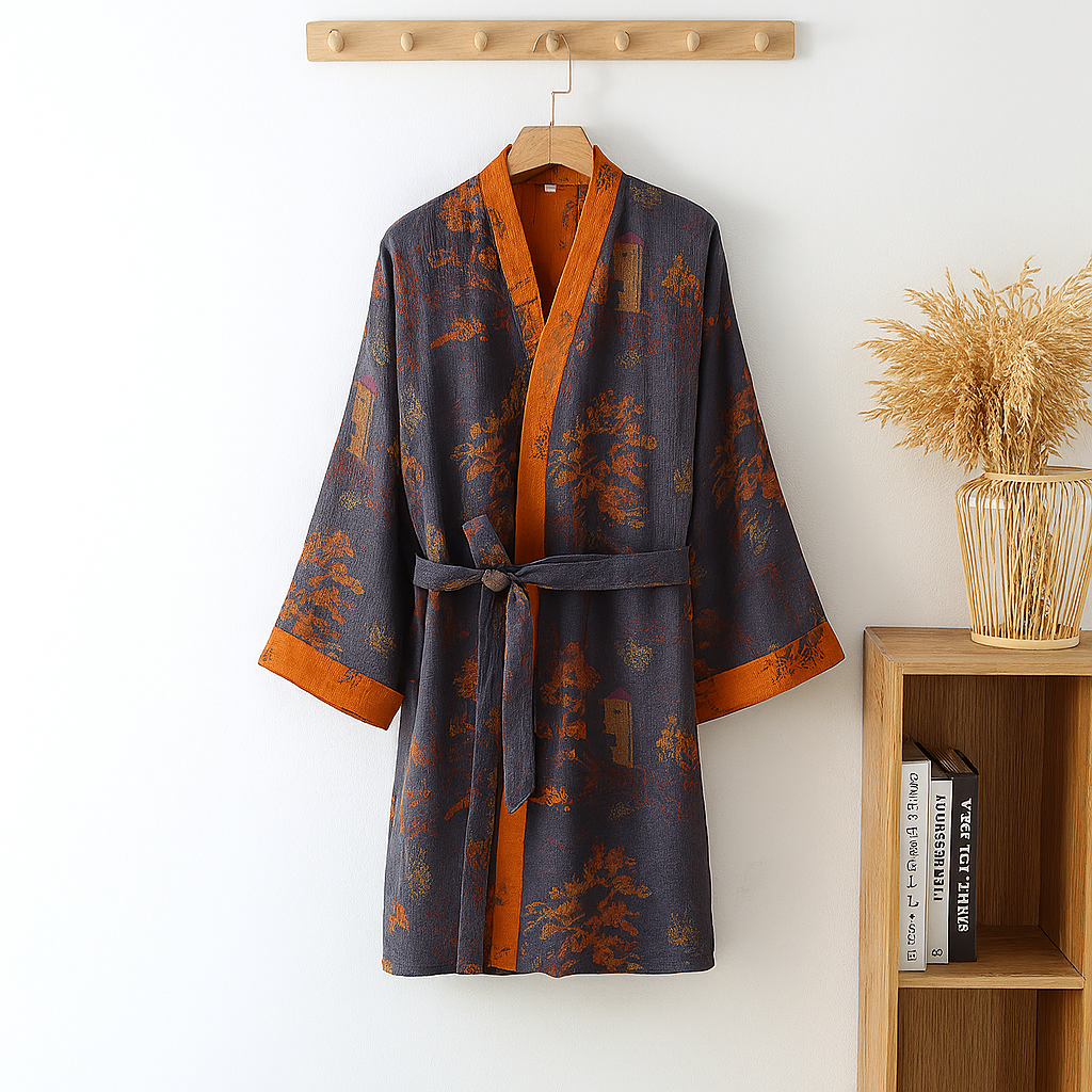 Lättviktig Mäns Bomull Kimono Morgonrock