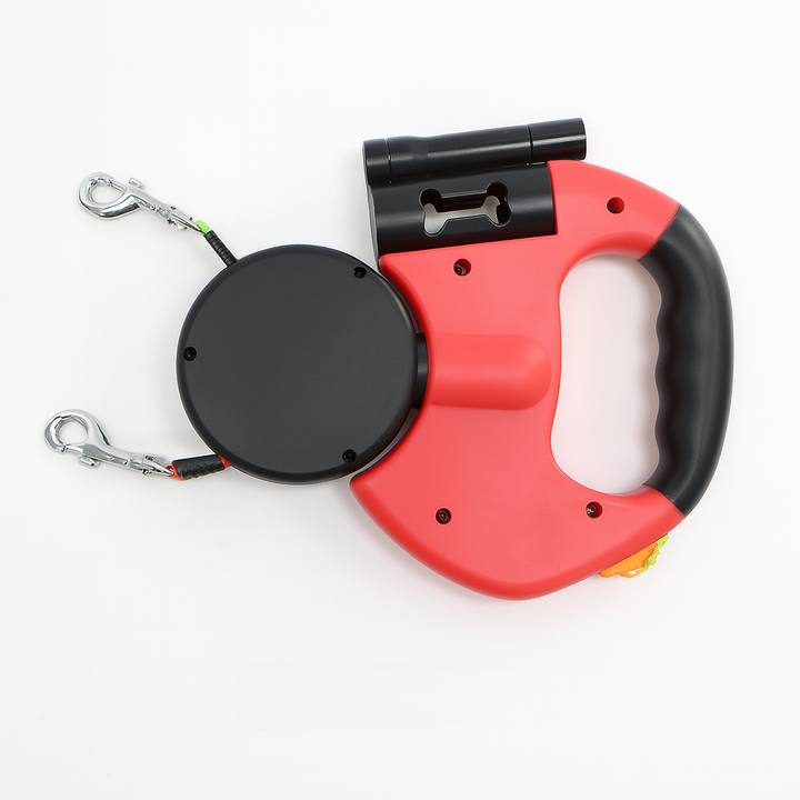 Dubbel Återdragbar Hundkoppel med 360° Rotation