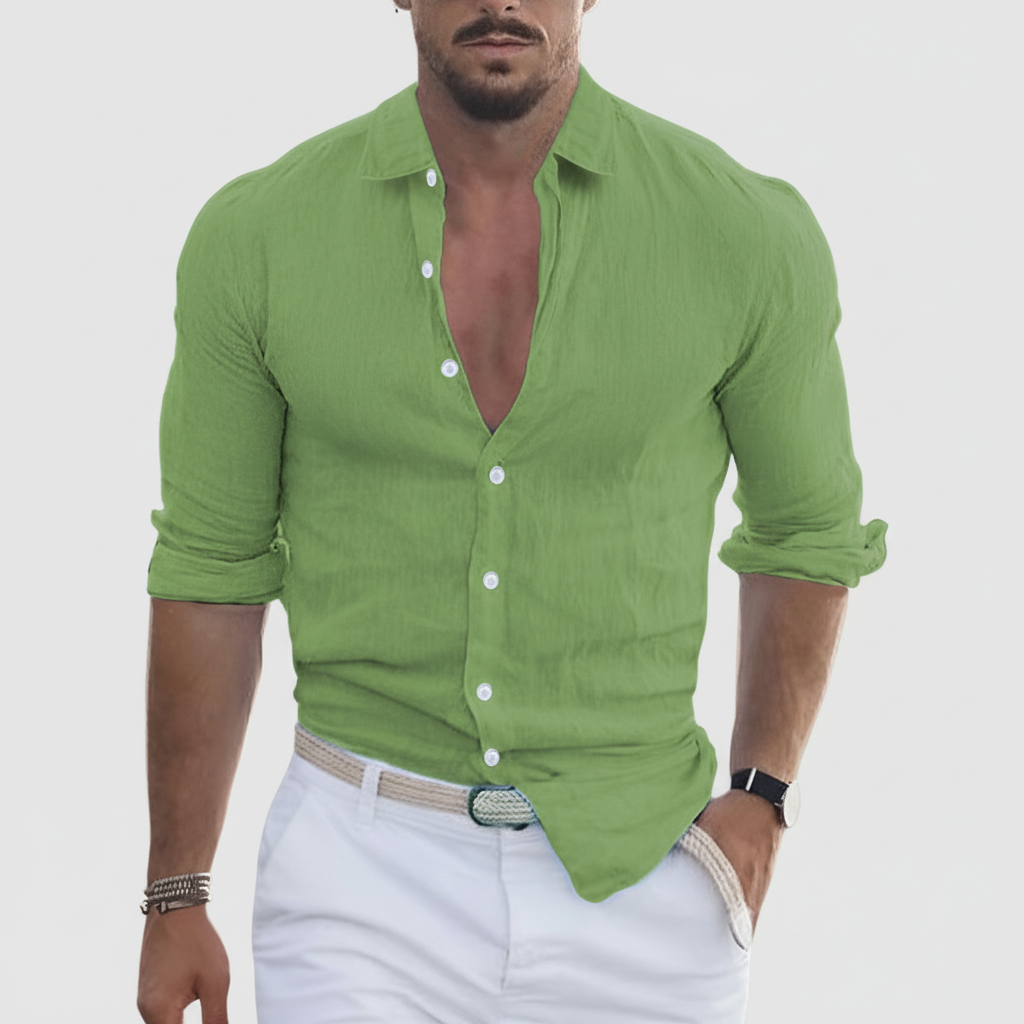 Slim Fit Mandarin Krage för Män