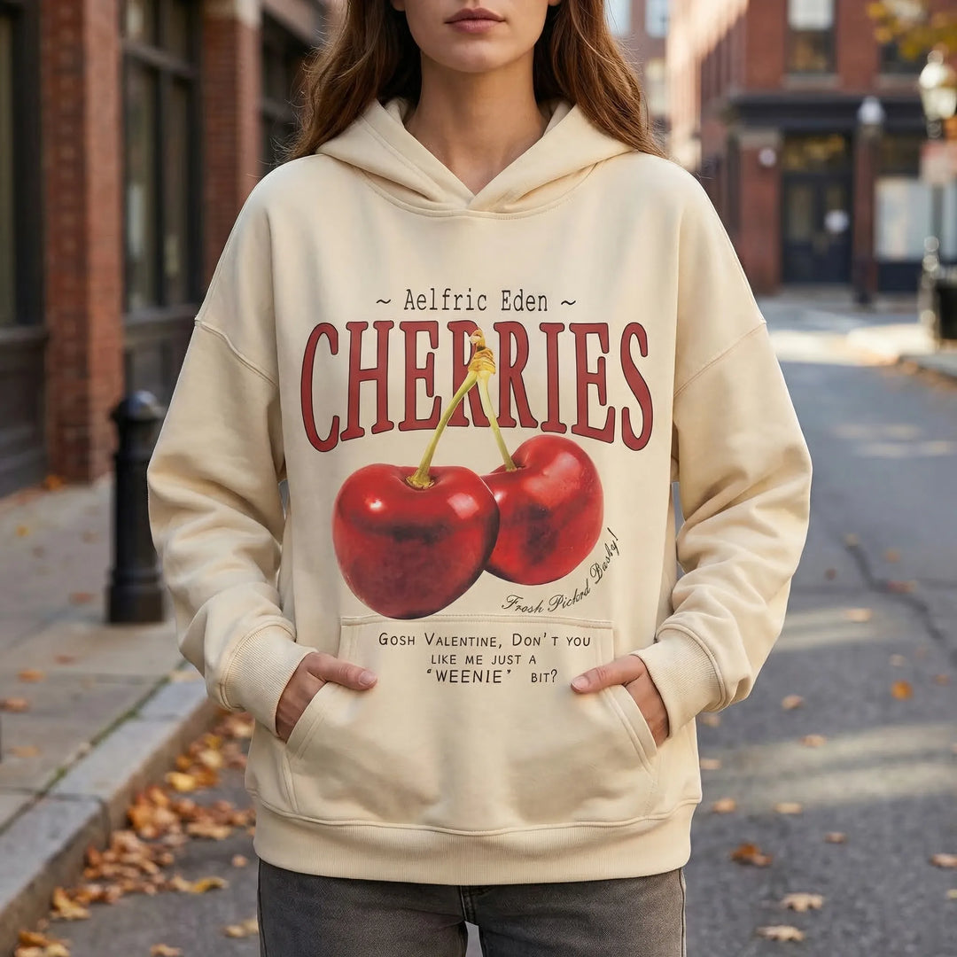 Chervox - Graphic Cherry Print Pullover Hoodie