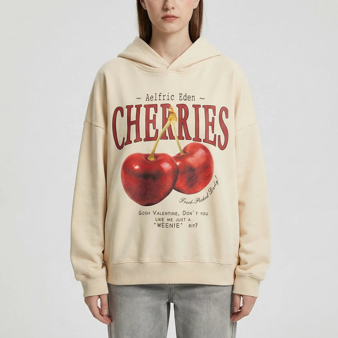 Chervox - Graphic Cherry Print Pullover Hoodie