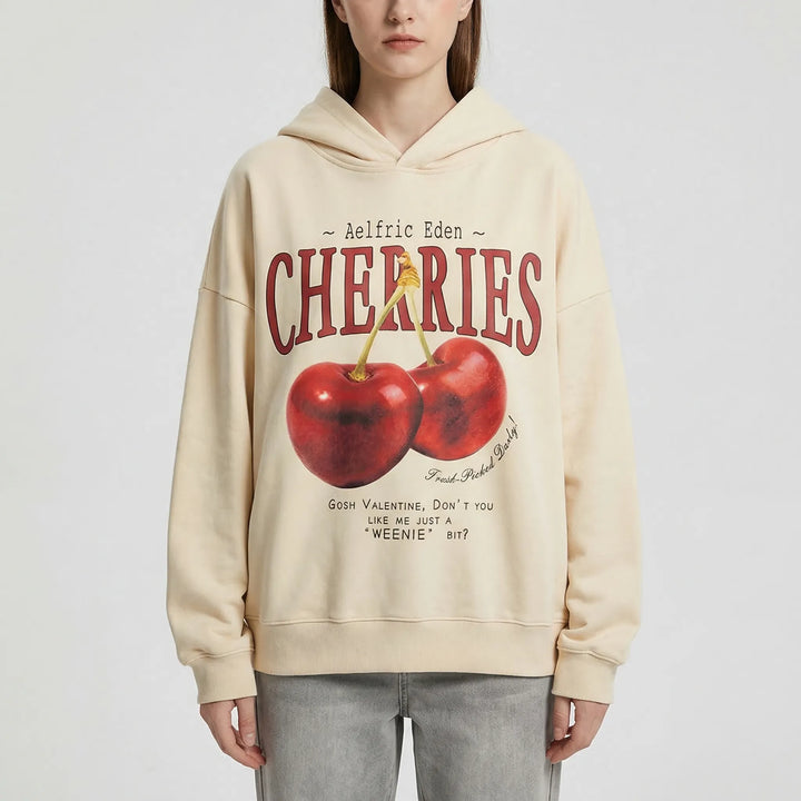 Chervox - Graphic Cherry Print Pullover Hoodie