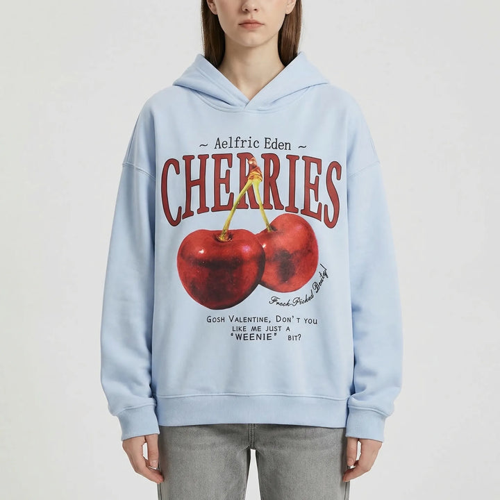 Chervox - Graphic Cherry Print Pullover Hoodie
