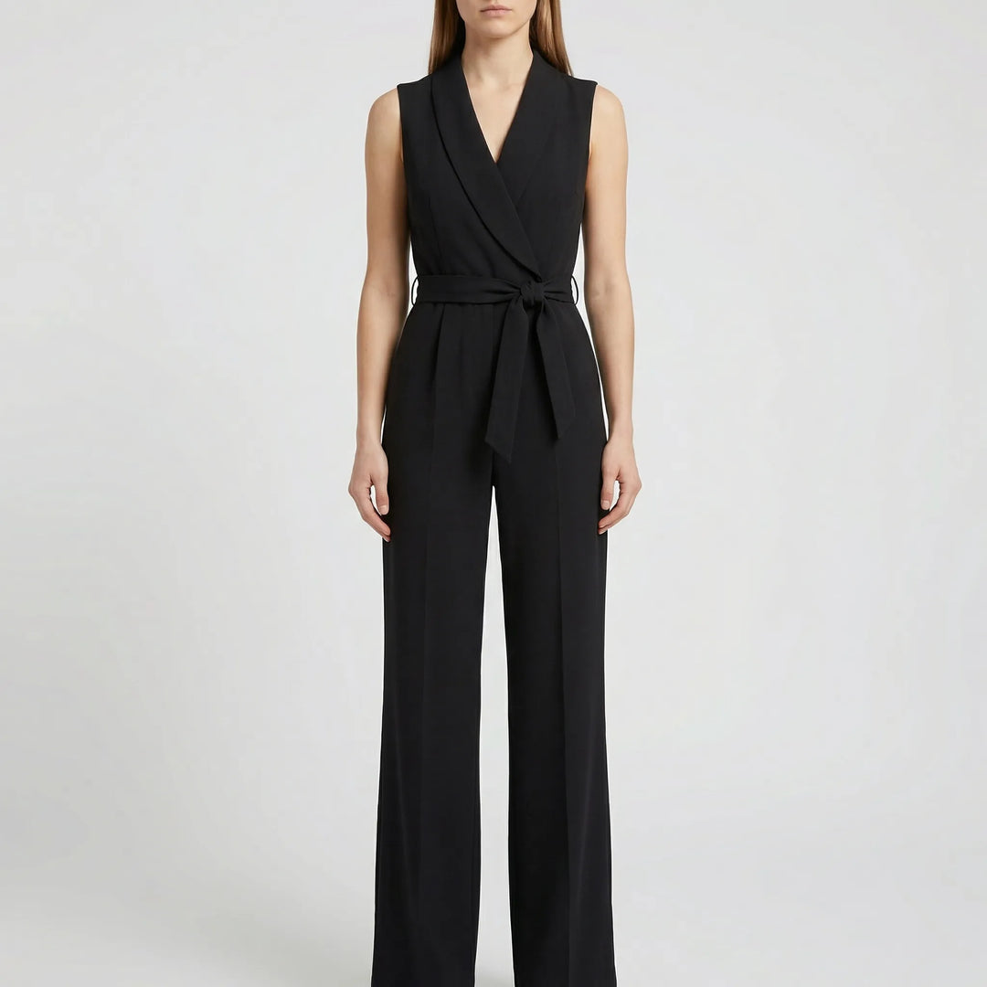 Chiquelle - Sleeveless Wide-Leg Wrap Jumpsuit