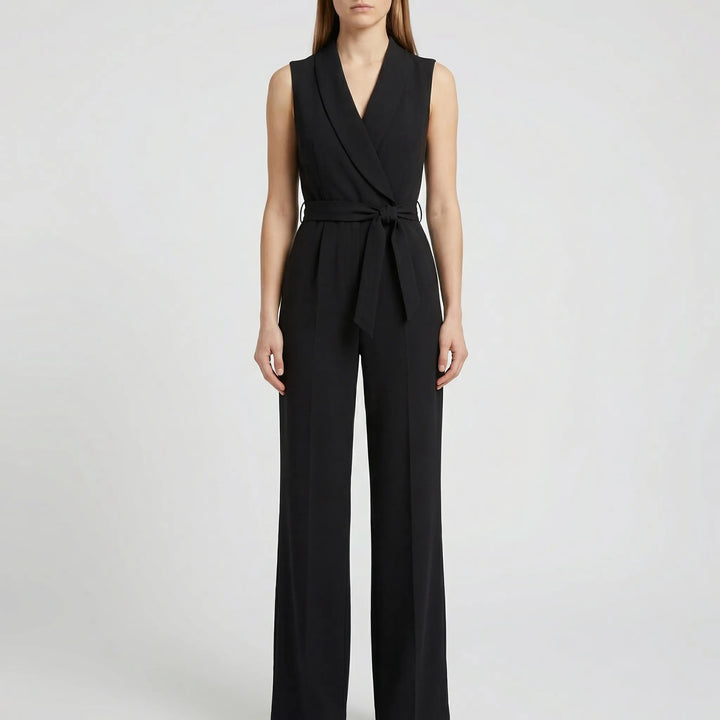 Chiquelle - Sleeveless Wide-Leg Wrap Jumpsuit