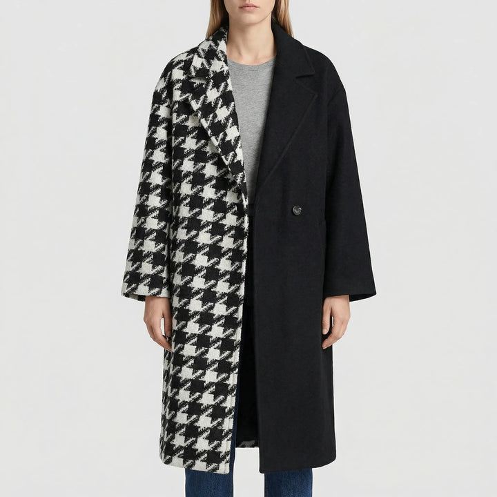 Chromacoat - Colorblock Plaid Longline Coat