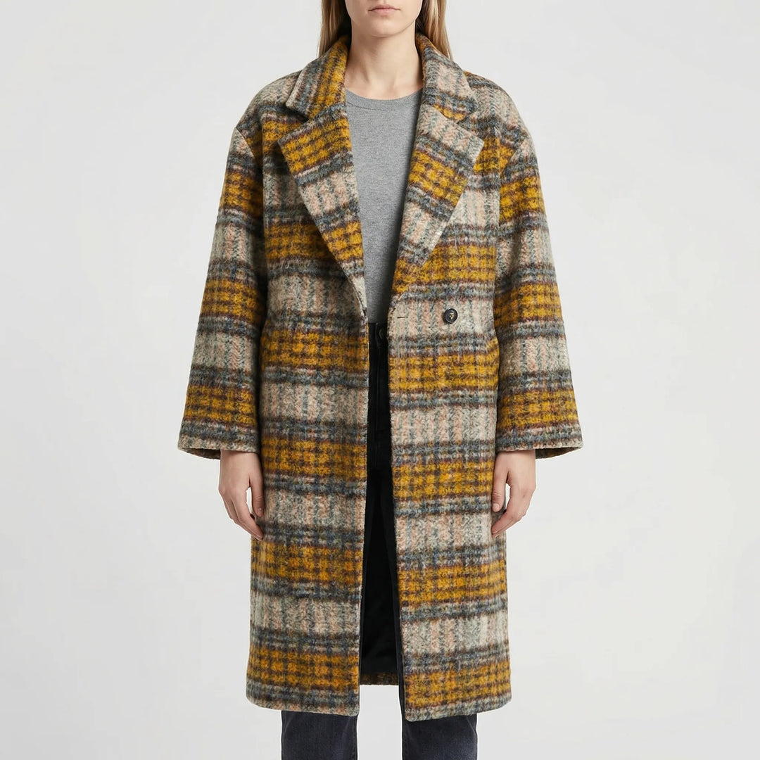 Chromacoat - Colorblock Plaid Longline Coat