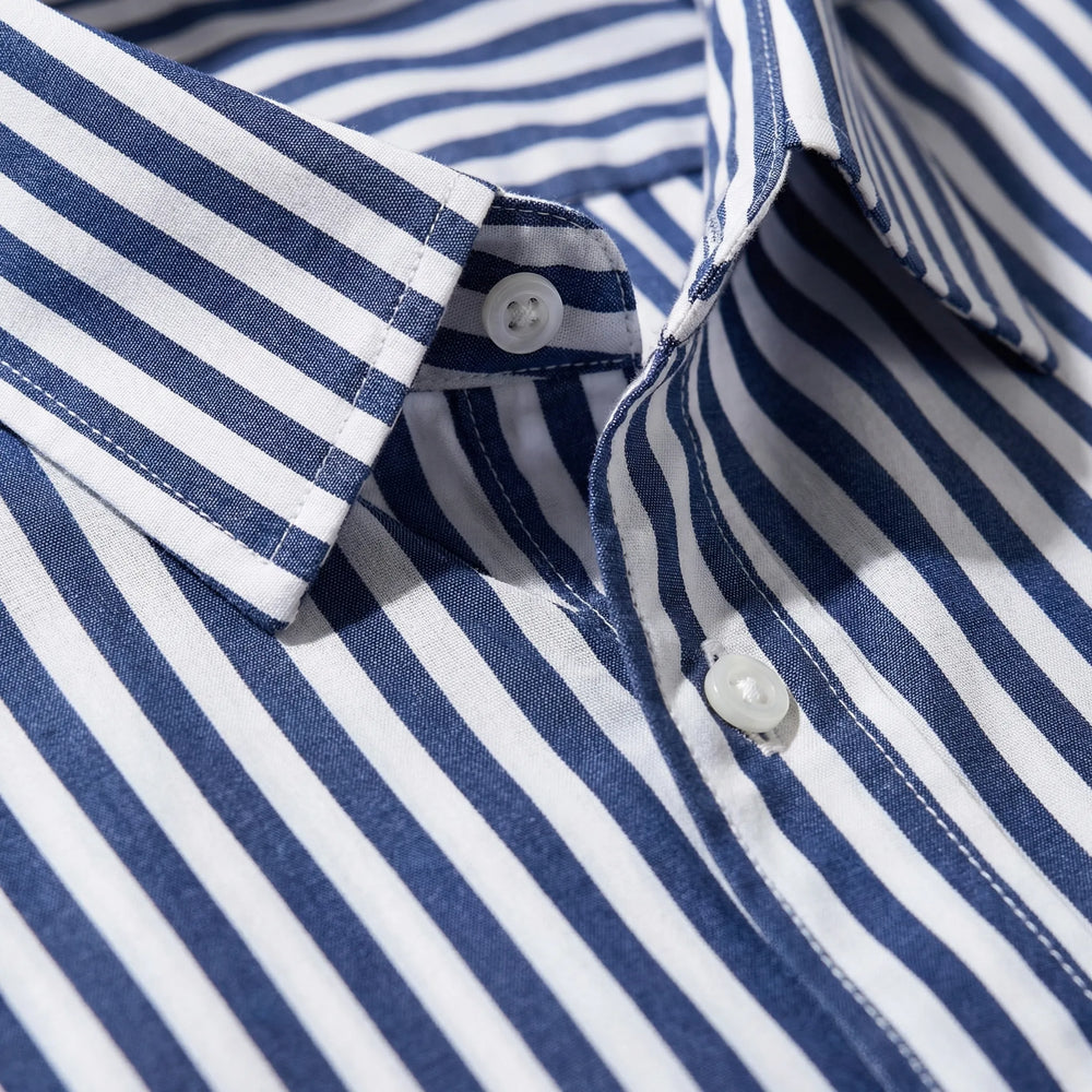 Claddurn - Long Sleeve Striped Button-Down Shirt